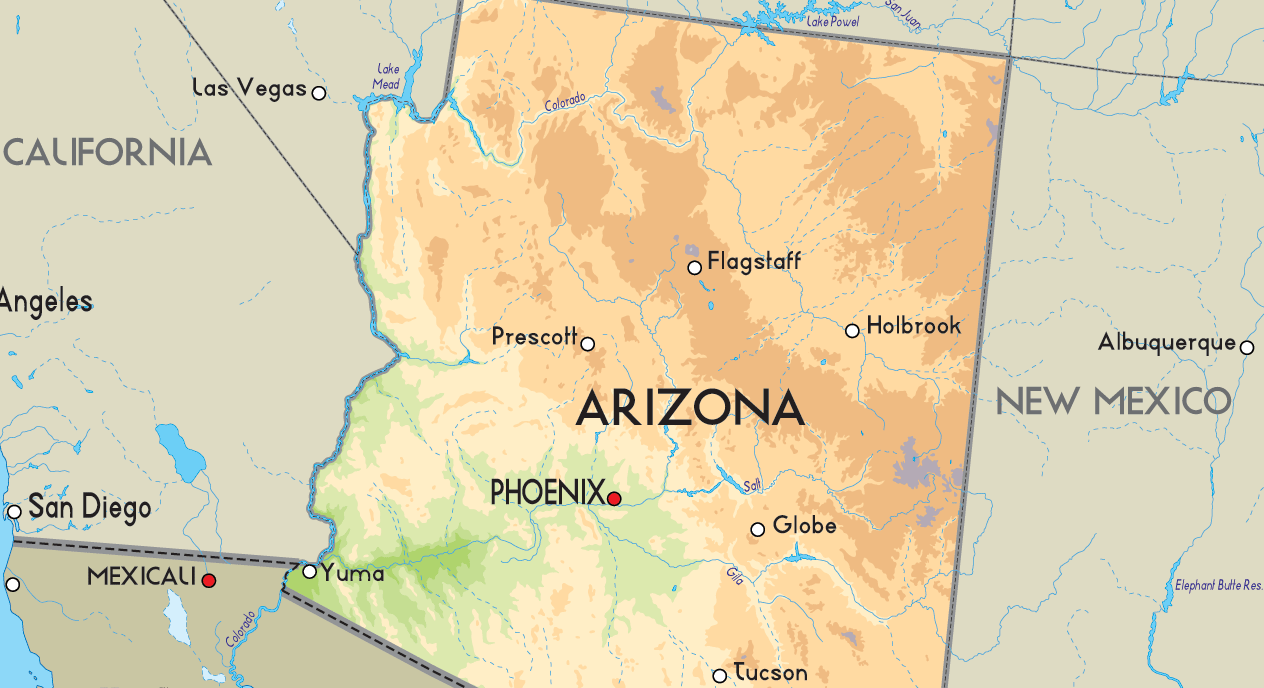 Финикс Аризона на карте США. Штат Аризона на карте Америки. Штат Аризона на карте. Штат Аризона на карте США.